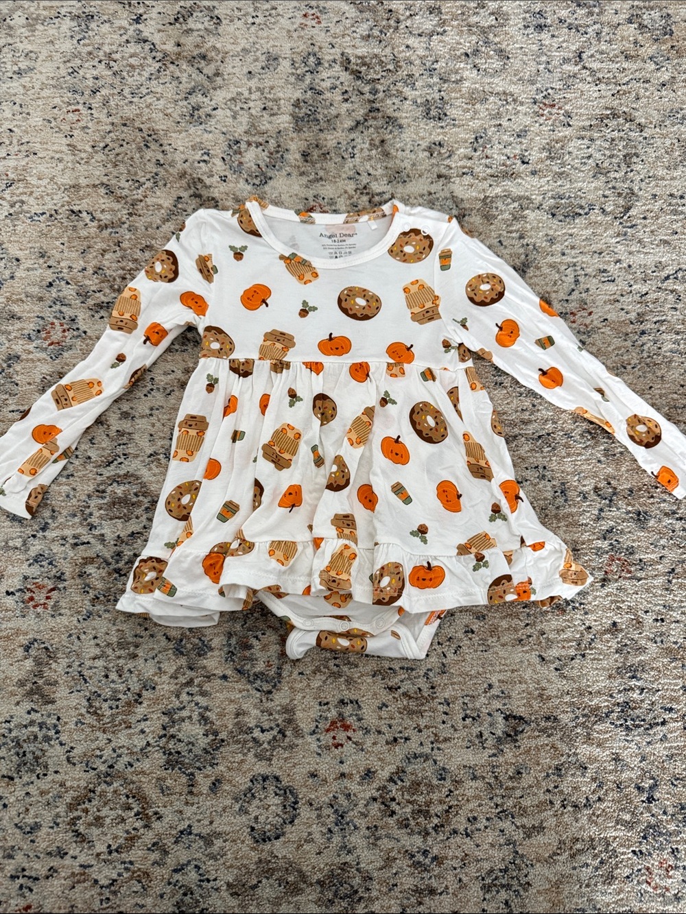 Angel Dear Pumpkin Spice Bodysuit Dress- Size 18-24mos.